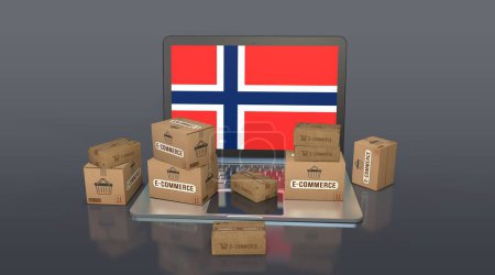 Norwegen, Königreich Norwegen, E-Commerce Visual Design, Social Media Images. 3D-Rendering.