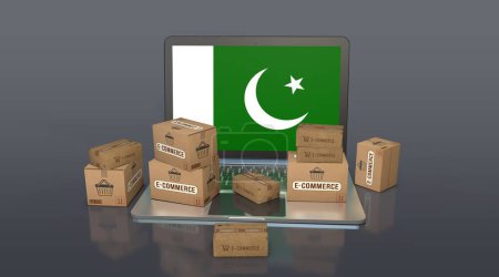 Pakistan, Islamische Republik Pakistan, E-Commerce Visual Design, Social Media Images. 3D-Rendering.