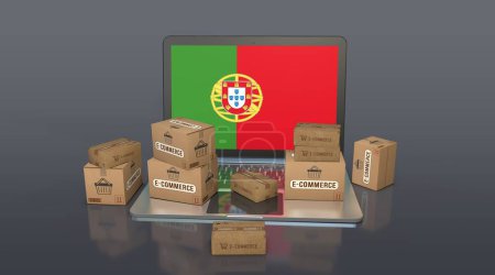 Portugal, Portugiesische Republik, E-Commerce Visual Design, Social Media Images. 3D-Rendering.