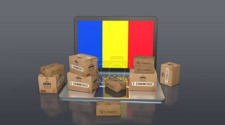 Téléchargez les photos : Roumanie, République de Roumanie, E-Commerce Visual Design, Social Media Images. rendu 3D. - en image libre de droit