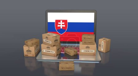 Slowakei, Slowakische Republik, E-Commerce Visual Design, Social Media Images. 3D-Rendering.