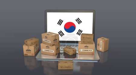 Foto de Corea del Sur, República de Corea, E-Commerce Visual Design, Social Media Images. Renderizado 3D. - Imagen libre de derechos