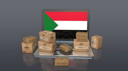 Sudan, Republic of the Sudan, E-Commerce Visual Design, Social Media Images. 3D rendering.