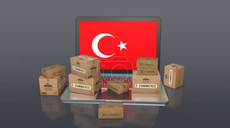 Turquía, República de Turquía, Comercio Electrónico Diseño Visual, Imágenes de Redes Sociales. Renderizado 3D.