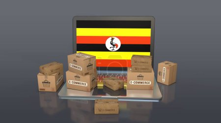 Téléchargez les photos : Ouganda, République d'Ouganda, E-Commerce Visual Design, Social Media Images. rendu 3D. - en image libre de droit