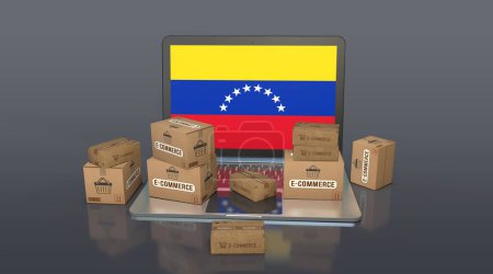 Venezuela, Bolivarian Republic of Venezuela, E-Commerce Visual Design, Social Media Images. 3D rendering.