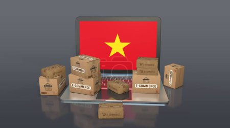Vietnam, Sozialistische Republik Vietnam, E-Commerce Visual Design, Social Media Images. 3D-Rendering.