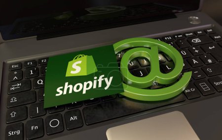 Foto de Shopify, Social Media Logo Visual Presentation (3D Visual Design) - 20 de febrero de 2024, Estambul, Turquía - Imagen libre de derechos