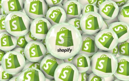 Foto de Shopify, Social Media Logo Visual Presentation (3D Visual Design) - 20 de febrero de 2024, Estambul, Turquía - Imagen libre de derechos