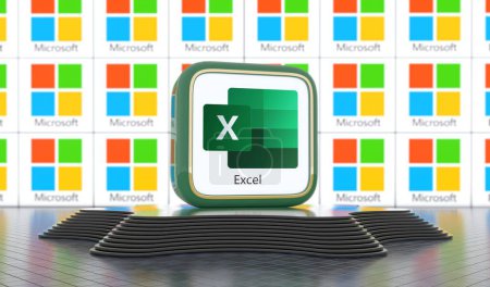 Téléchargez les photos : Excel, Social Media Concept. Conception visuelle 3D. - en image libre de droit