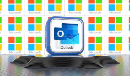Téléchargez les photos : Outlook, Social Media Concept. Conception visuelle 3D. - en image libre de droit