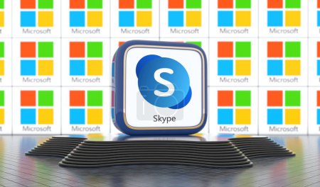 Téléchargez les photos : Skype, Social Media Concept. Conception visuelle 3D. - en image libre de droit