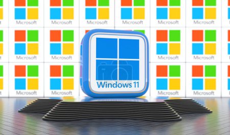 Téléchargez les photos : Windows 11, Social Media Concept. Conception visuelle 3D. - en image libre de droit