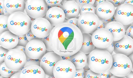 Téléchargez les photos : Google Maps, Google Services - Présentation visuelle 3D. - en image libre de droit