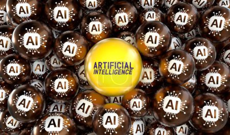 AI, Artificial Intelligence, Social Media Concept. 3D Visual Design.