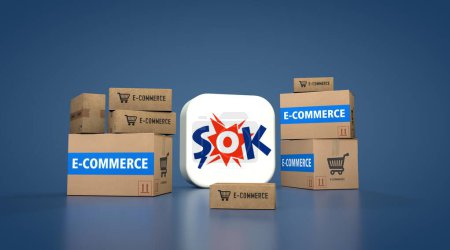 Photo for Sok market and E-Commerce, E-Commerce Visual Design, Social Media Images. 3D rendering. - Royalty Free Image