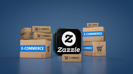 Téléchargez les photos : Zazzle and E-Commerce, E-Commerce Visual Design, Social Media Images. rendu 3D. - en image libre de droit