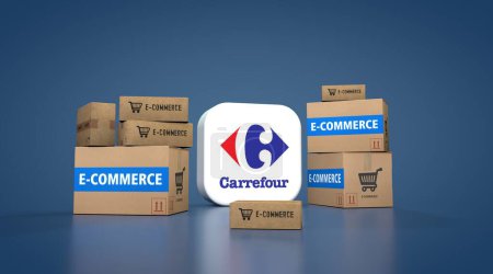 Téléchargez les photos : Carrefour et E-Commerce, E-Commerce Visual Design, Social Media Images. rendu 3D. - en image libre de droit