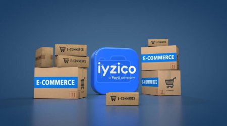 Téléchargez les photos : Iyzico et E-Commerce, E-Commerce Visual Design, Social Media Images. rendu 3D. - en image libre de droit