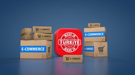 Téléchargez les photos : Made in turkiye and E-Commerce, E-Commerce Visual Design, Social Media Images. rendu 3D. - en image libre de droit