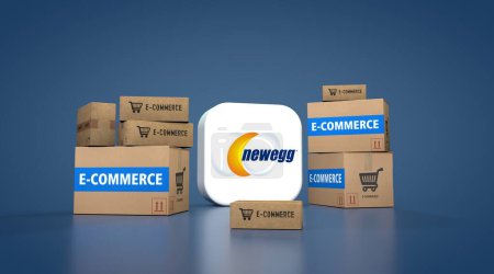 Photo for Newegg and E-Commerce, E-Commerce Visual Design, Social Media Images. 3D rendering. - Royalty Free Image