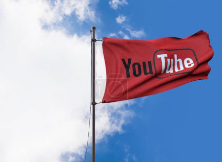 Téléchargez les photos : Drapeau Youtube, présentation visuelle du logo Youtube - Contexte des médias sociaux, - en image libre de droit