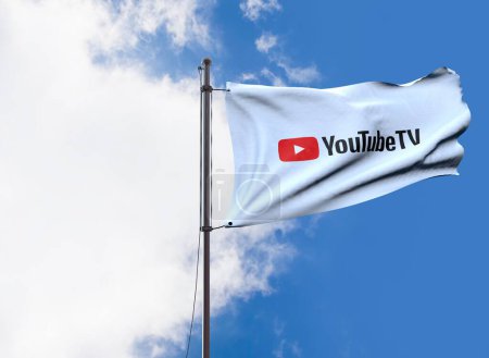 Téléchargez les photos : Drapeau Youtube, présentation visuelle du logo Youtube - Contexte des médias sociaux, - en image libre de droit