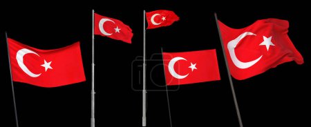 Turkish Flag Models, Waving Flags - Turkey