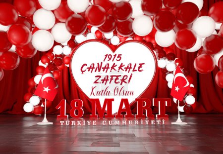 Bandera de Turquía, 18 de marzo de 1915, Canakkale Victory - Traducir: 18 Mart, 1915, Canakkale Zaferi, Turk Bayrai.