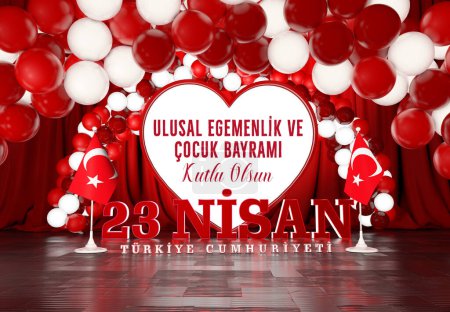 Türkische Flagge, Türkei - übersetzt: 23. April Kindertag, Türkische Flagge