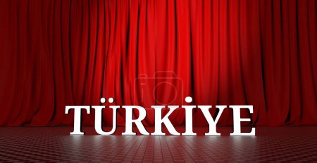 Turkiye 3D Text, Red Theater Curtain and Turkiye