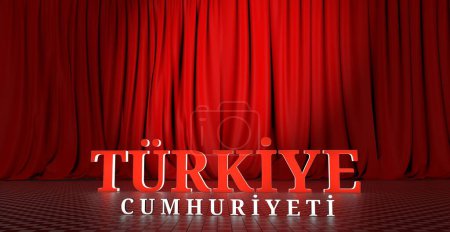 Turkiye Texte 3D, Rideau de théâtre rouge et Turkiye