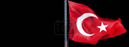 Photo for Waving Turkish Flag, Republic of Turkiye - Translate : Dalgalanan Turk Bayragi - Royalty Free Image