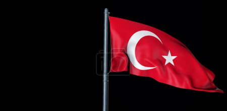 Waving Turkish Flag, Republic of Turkiye - Translate : Dalgalanan Turk Bayragi