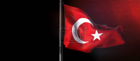 ondeando bandera turca, República de Turkiye - Traducir: Dalgalanan Turk Bayragi