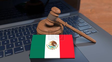 Téléchargez les photos : Drapeau mexicain et marteau de la justice, drapeau mexicain présentation visuelle. - en image libre de droit