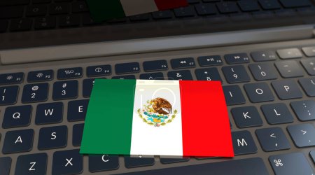 Mexikanische Flagge auf Notizbuch, visuelle Präsentation der mexikanischen Flagge.