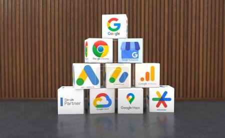 Photo for Google, Google Services Logo Visual Presentation - Social Media Background - Royalty Free Image