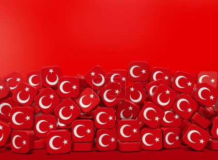 Turkish Flag, Waving Turkish Flag, Republic of Trkiye - 25 March 2024, Istanbul - Trkiye (3D Render)