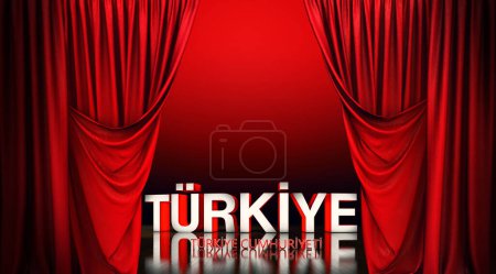 Bandera turca, ondeando bandera turca, República de Trkiye - 25 de marzo de 2024, Estambul - Trkiye (3D Render)