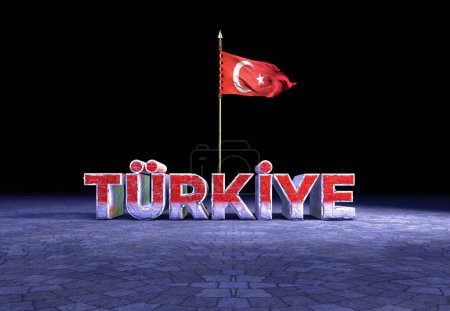 3D Türkei Text, Republik Türkei - 25. März 2024, Istanbul - Türkei (3D Render)