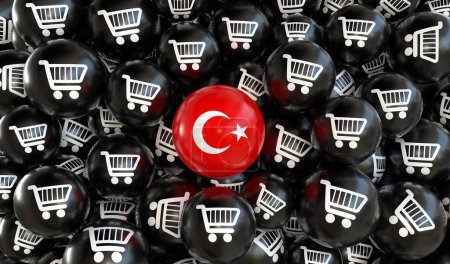 Turkiye und E-Commerce, E-Commerce Visual Design, Social Media Images. 3D-Rendering