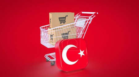 E-Commerce and Turkiye, E-Commerce Visual Design, Social Media Images. 3D rendering