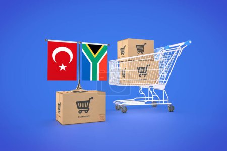 Südafrika, Republik Südafrika, Türkei, E-Commerce-Plattformen. 3D Visuelle Gestaltung