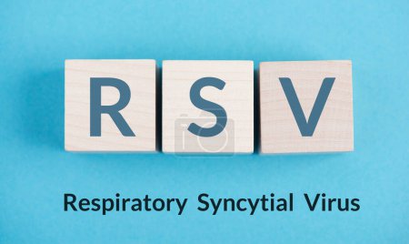 Foto de VRS, virus sincitial respiratorio, ortoneumovirus humano, enfermedad infantil contagiosa - Imagen libre de derechos