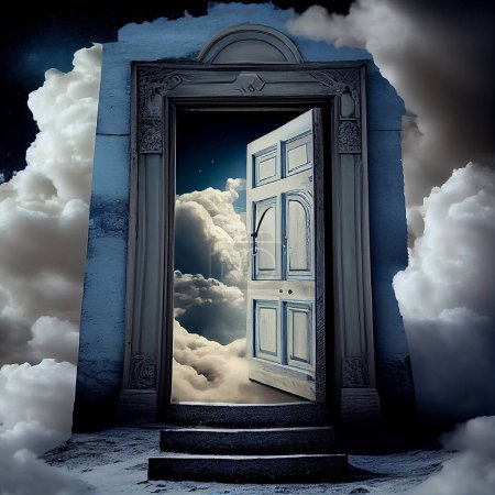 Photo for Open door to heaven, religion and belief, afterlife and near death experience - Royalty Free Image