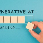 Generative AI learning, loading bar, artificial intelligence in progress, technology in competition with human resource, manpower against cyborg machine, replacement of worker