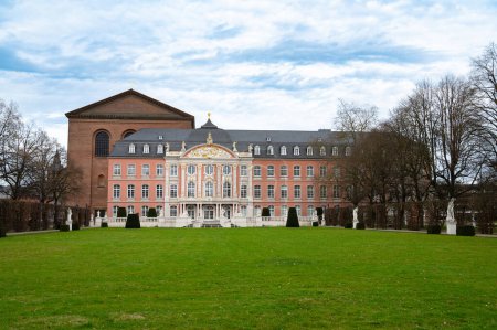 Electoral palace with garden in the roman city of Trier, connected to the constantin basilica, Moselle valley, Rhineland palatinate in Germany 