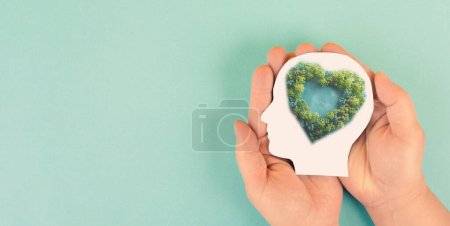 Photo for Trees and plants forming a heart, planet earth, green forest and woodland, environment concept, connect and protect nature, earth day - Royalty Free Image
