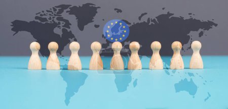 Kommunikation zwischen europäischen Ländern, internationale Teamarbeit und Vernetzung, Weltkarte, Treffen der Politik
